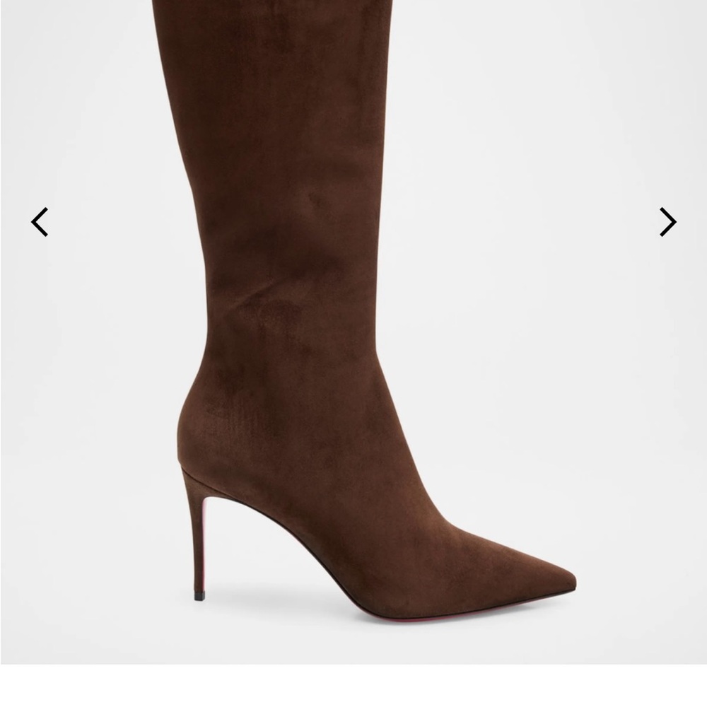 Christian Louboutin Kate Botta 85 Elegant Brown Suede Knee-High Women's Boots!